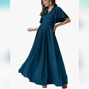 Elegant Bridesmaid Evening Cocktail Modest Maxi Dress